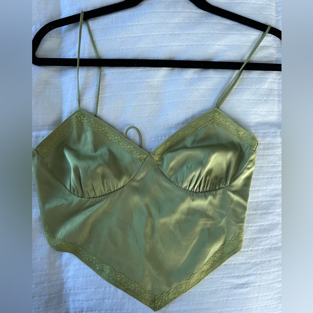Green silk lace cotton candy LA tie top size small straps